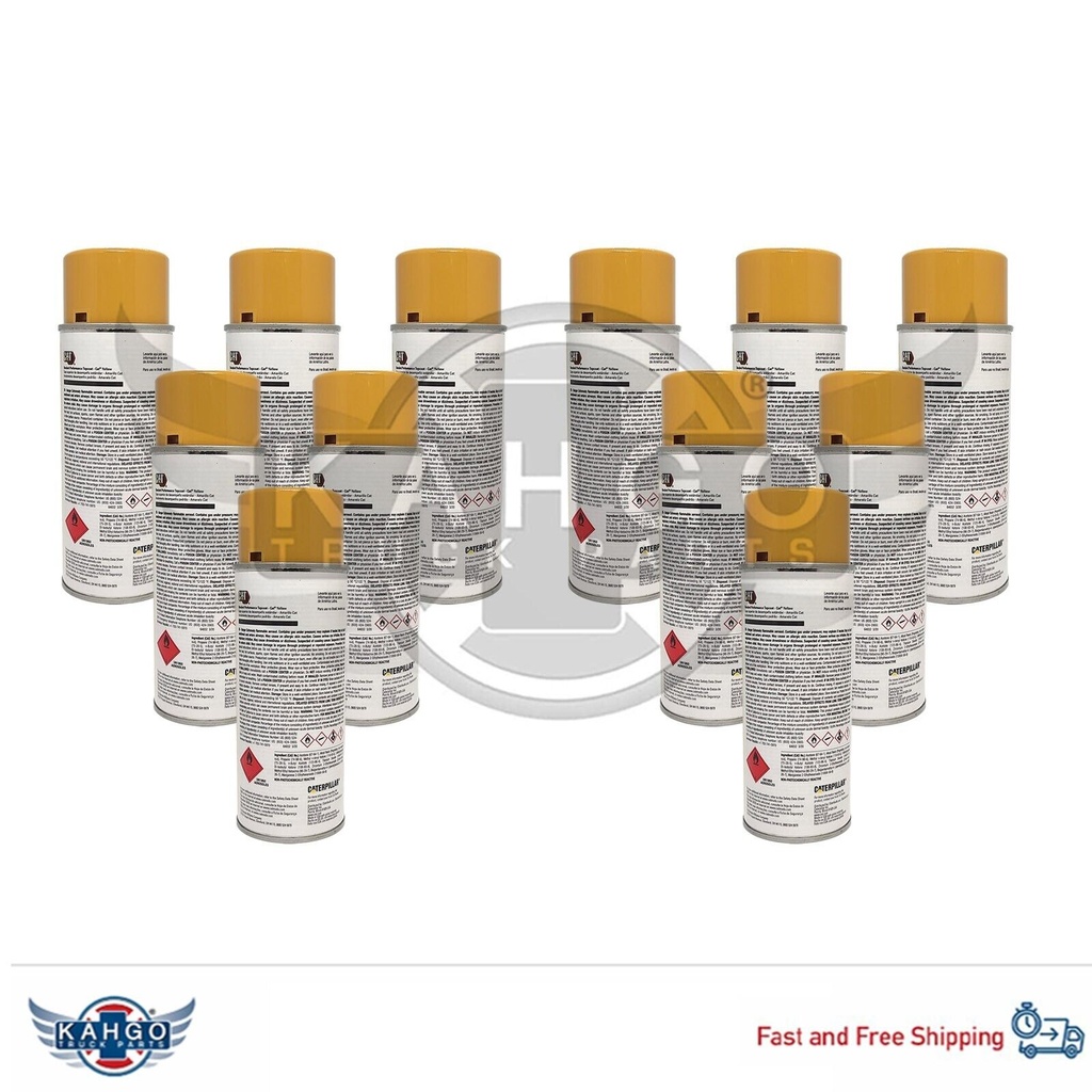 GENUINE CATERPILLAR 5900196 AEROSOL Spray Paint CAT Yellow 12oz (Pack of 12) KAHGO Truck Parts